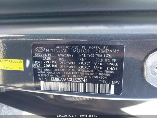 Hyundai Kona Sel 2020 KM8K22AAXLU525744 Image 9