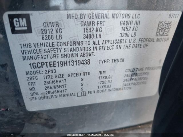 1GCPTEE19H1319438 Chevrolet Colorado Zr2