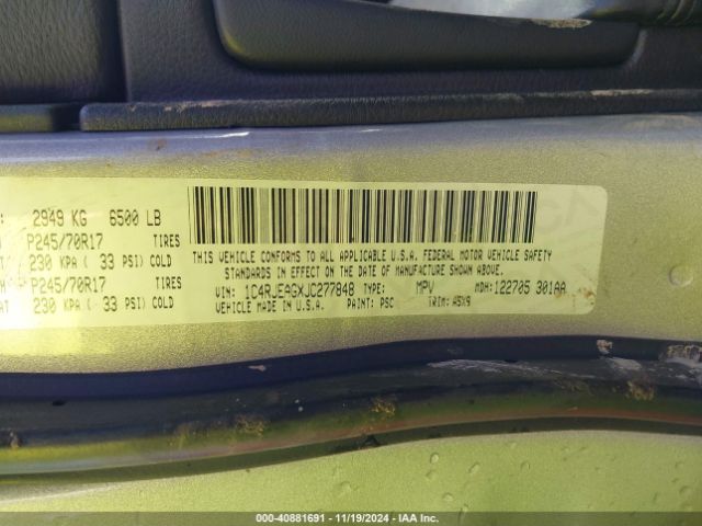 1C4RJEAGXJC277848 Jeep Grand Cherokee Laredo 4x2