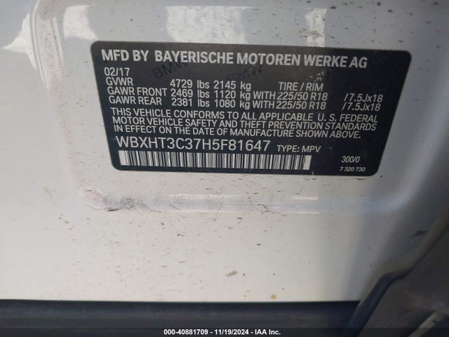 BMW X1 Xdrive28i 2017 WBXHT3C37H5F81647 Image 9