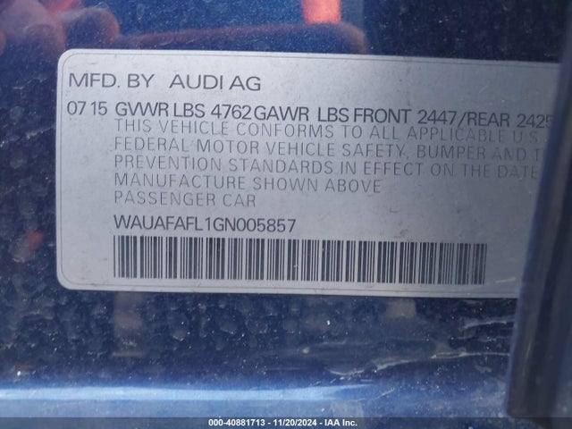 WAUAFAFL1GN005857 Audi A4 2.0t Premium