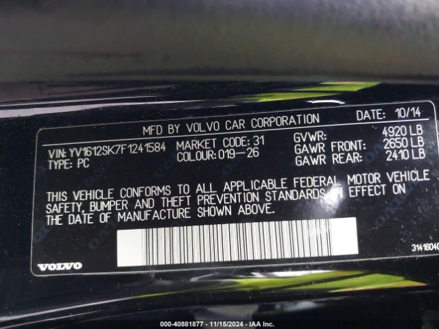 YV1612SK7F1241584 Volvo V60 T5 Premier