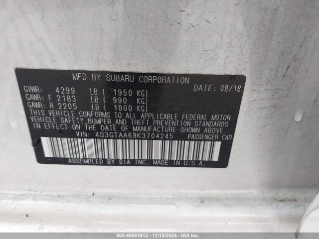 4S3GTAA69K3704245 Subaru Impreza 2.0i