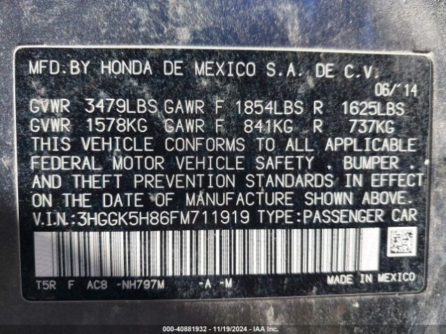 3HGGK5H86FM711919 Honda Fit Ex/ex-l