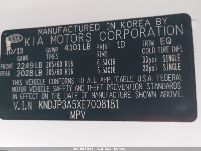 KIA SOUL + 2014 KNDJP3A5XE7008181 Image 9