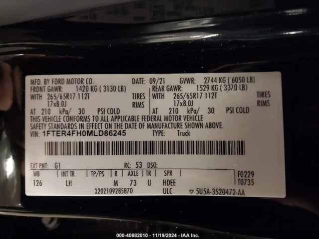 1FTER4FH0MLD86245 Ford Ranger Xlt