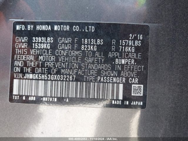 JHMGK5H53GX032267 Honda FIT LX