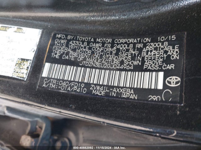 Toyota Prius V Two 2016 JTDZN3EU2GJ044964 Image 9