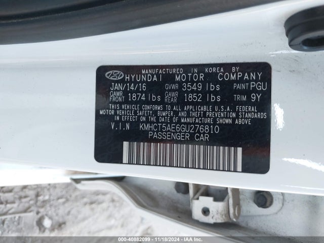 Hyundai ACCENT SE 2016 KMHCT5AE6GU276810 Image 9