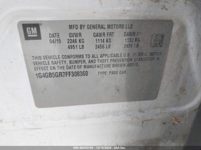 1G4GB5GR7FF308360 Buick Lacrosse Leather