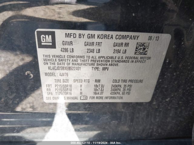 KL4CJDSBXEB522401 Buick Encore Premium