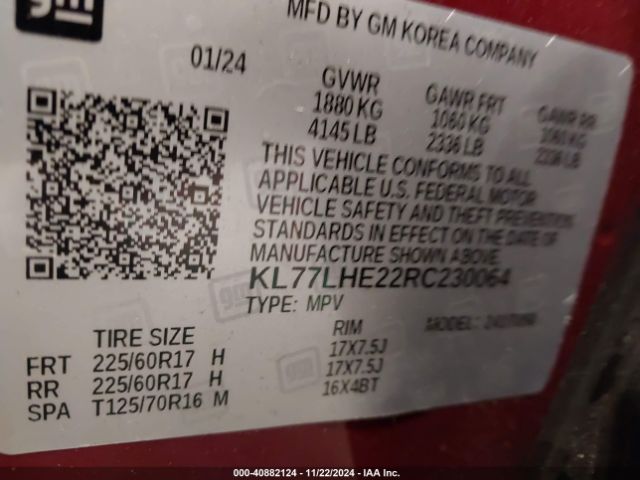 KL77LHE22RC230064 Chevrolet Trax Fwd Lt