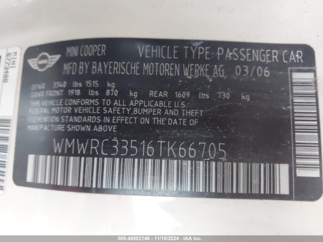 2006 MINI COOPER WMWRC33516TK66705 Photo 8