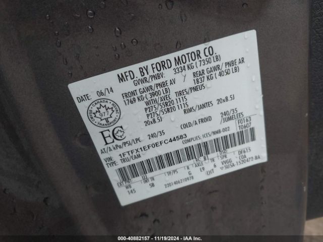 1FTFX1EF0EFC44583 Ford F-150 Fx4