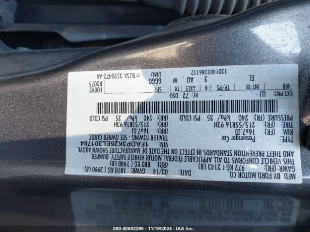 1FADP3K26EL301784 Ford FOCUS SE