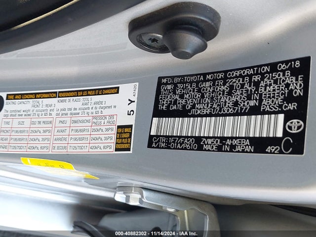 Toyota Prius Two 2018 JTDKBRFU7J3067177 Image 9