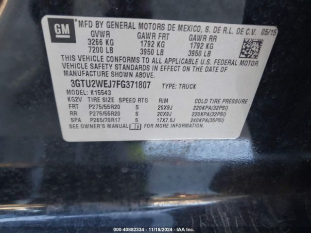 3GTU2WEJ7FG371807 GMC Sierra 1500 Denali