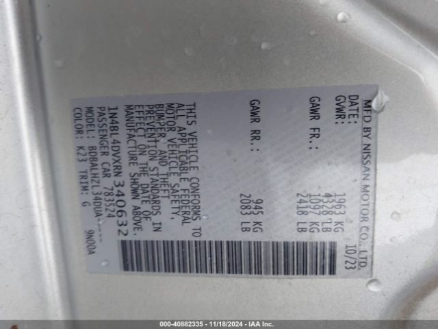 1N4BL4DVXRN340632 Nissan Altima Sv Fwd