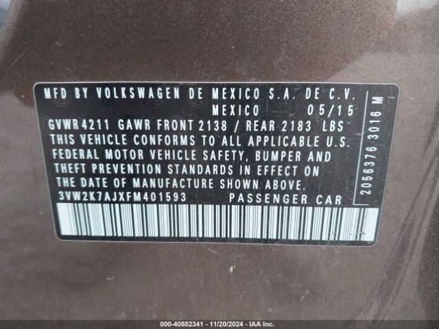 3VW2K7AJXFM401593 Volkswagen Jetta 2.0l S