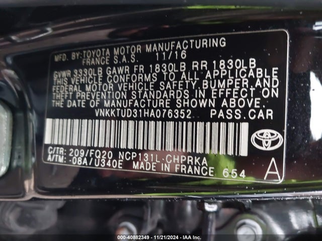 VNKKTUD31HA076352 Toyota YARIS L