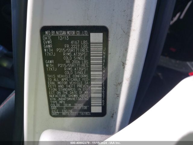 JN8AF5MVXET363762 Nissan Juke Sl