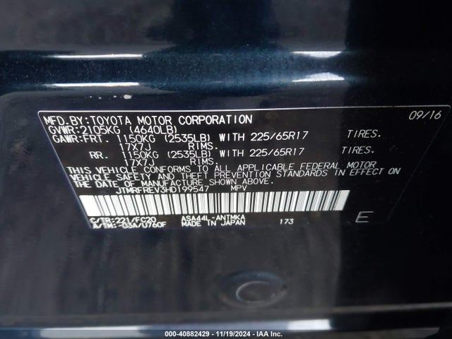 Toyota Rav4 Xle 2017 JTMRFREV3HD199547 Image 9