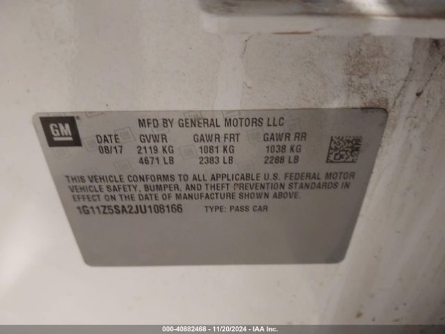 1G11Z5SA2JU108166 Chevrolet IMPALA LS