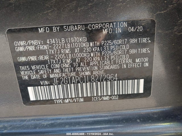 JF2GTAPC1L8272964 Subaru Crosstrek Premium