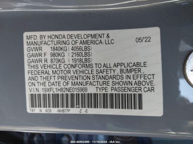 19XFL1H82NE015969 Honda Civic Sport Touring