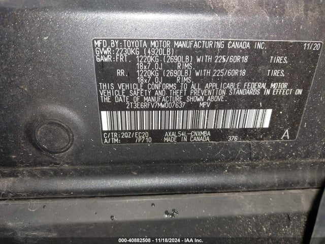 2T3E6RFV7MW007637 Toyota Rav4 Hybrid Xse