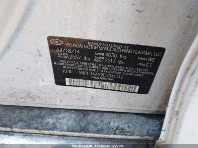 5NPE34AB2FH041312 Hyundai Sonata Sport 2.0t