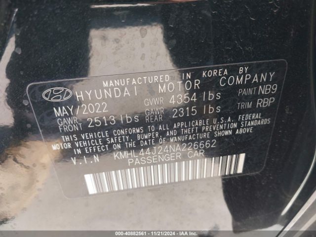 KMHL44J24NA226662 Hyundai Sonata Sel Plus