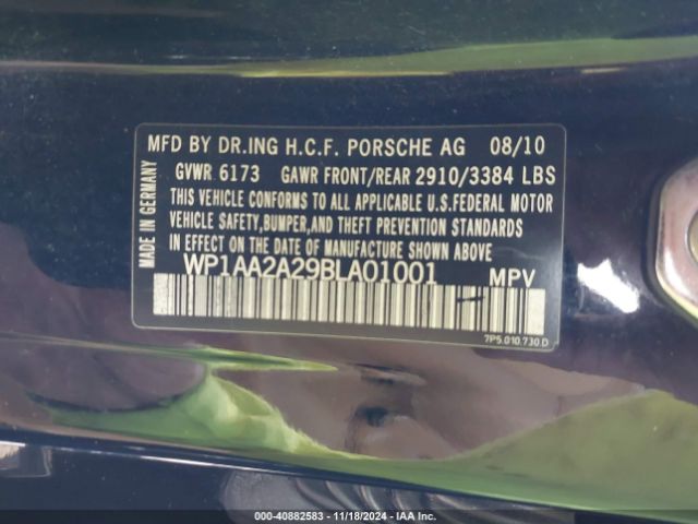 2011 PORSCHE CAYENNE WP1AA2A29BLA01001 Photo 8