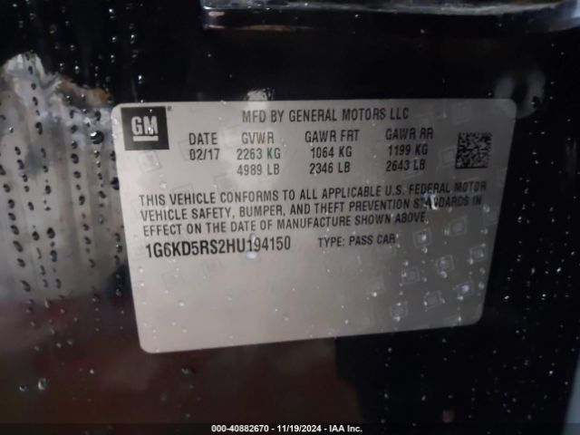 1G6KD5RS2HU194150 Cadillac CT6 LUXURY