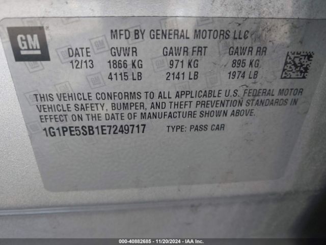 1G1PE5SB1E7249717 Chevrolet Cruze 2lt Auto