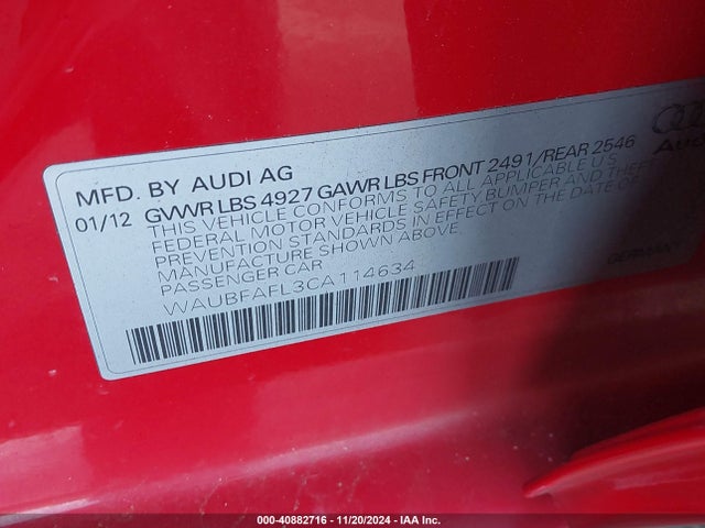 2012 AUDI A4 WAUBFAFL3CA114634 Photo 8