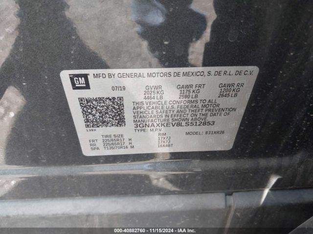 3GNAXKEV8LS512853 Chevrolet Equinox Fwd Lt 1.5l Turbo