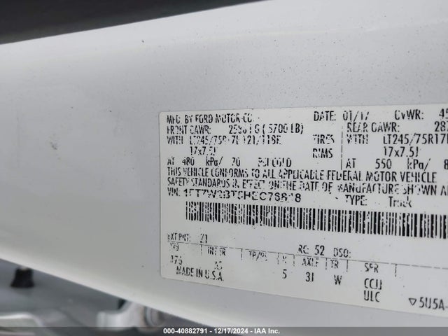 Ford F-250 Xl 2017 1FT7W2BT5HEC76818 Image 9