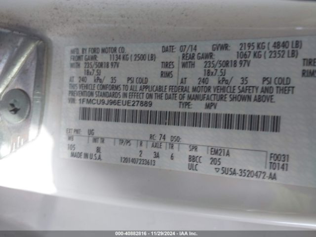 1FMCU9J96EUE27889 Ford Escape Titanium