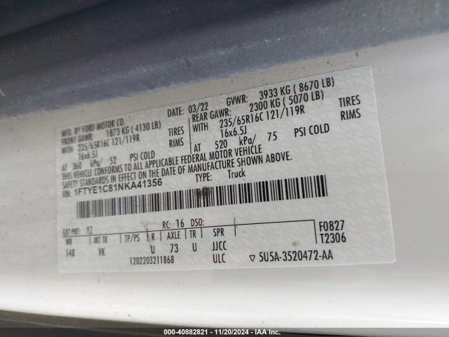 Ford Transit-150 Cargo Van 2022 1FTYE1C81NKA41356 Image 9