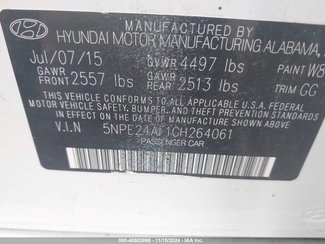 Hyundai SONATA SE 2016 5NPE24AF1GH264061 Image 9