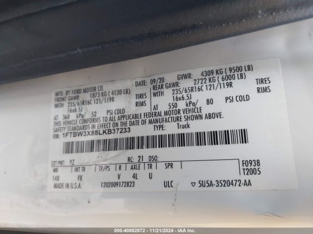 1FTBW3X88LKB37233 Ford Transit-350 Cargo Van