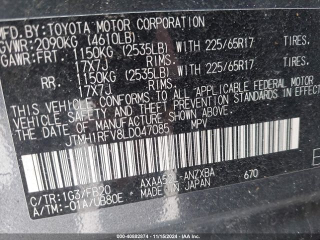 JTMH1RFV8LD047085 Toyota RAV4 LE