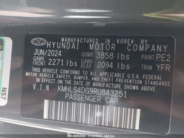 KMHLS4DG9RU843251 Hyundai ELANTRA SEL