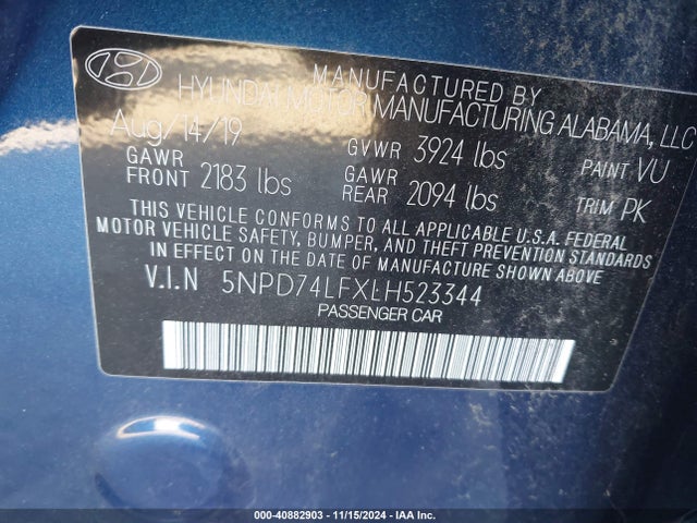 Hyundai ELANTRA SE 2020 5NPD74LFXLH523344 Image 9