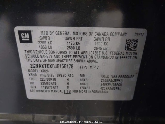 Chevrolet EQUINOX LT 2018 2GNAXTEX8J6156178 Image 9