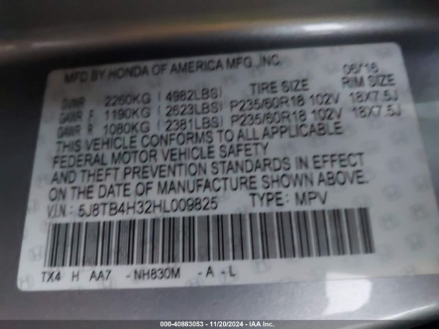5J8TB4H32HL009825 Acura Rdx Acurawatch Plus Package