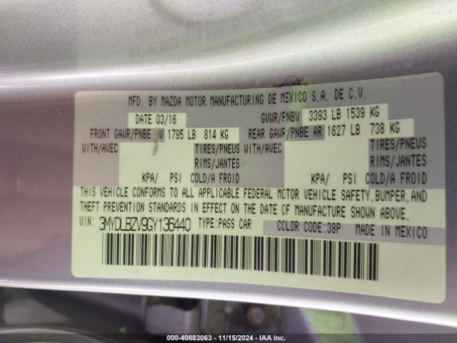 3MYDLBZV9GY136440 Scion IA
