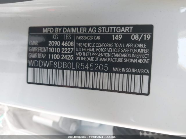 WDDWF8DB0LR545205 Mercedes-Benz C 300