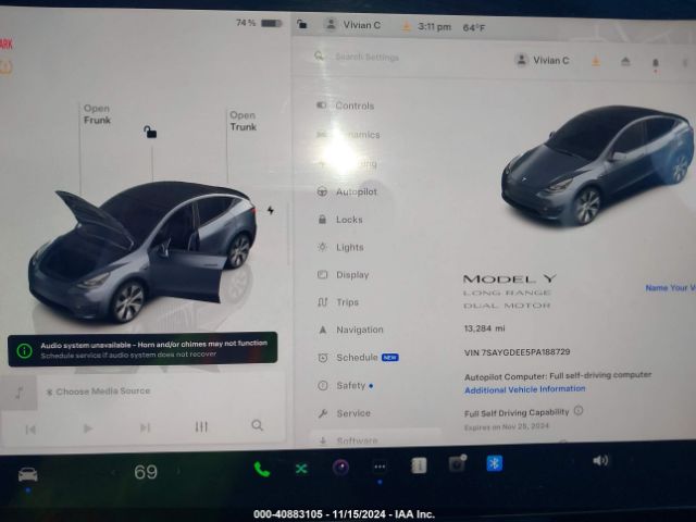 7SAYGDEE5PA188729 Tesla Model Y Awd/long Range Dual Motor All-wheel Drive